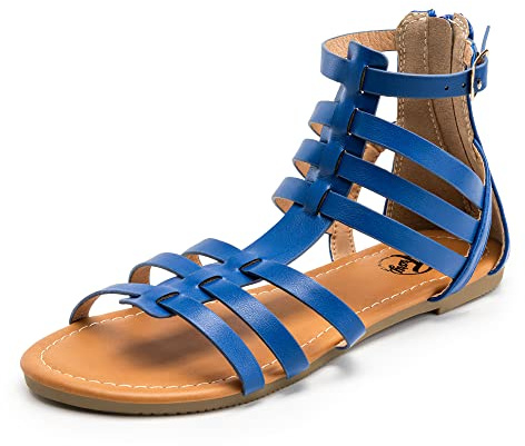 Trary Women's Sandal, Comfortable Gladiator Sandals Ankle Strap Flats Sandalias Para Mujer Beach Sandals Wide Width Open Toe Cross Strappy Sandals for Women Dressy Summer