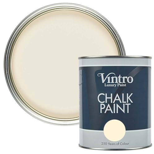 Vintro | Cream Chalk Paint | Furniture Paint | Shabby Chic | Upcycle | Decorate | Ultra Matt Finish | 1 Litre (Ermine)