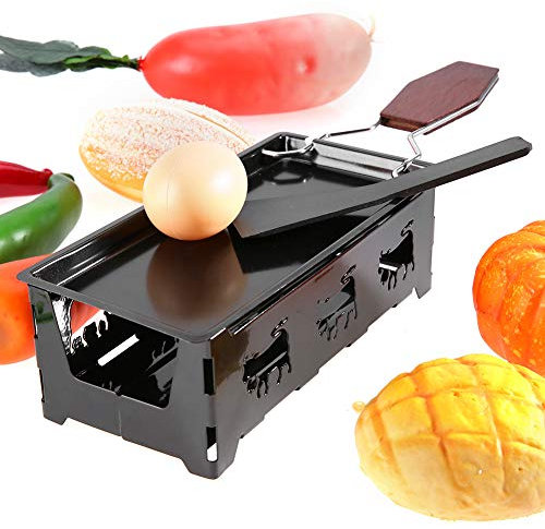 MOUMOUTEN Mini set di raschietto, kit per raclette al formaggio portatile, mini tostatura con manico antiaderente con vassoio di cottura, telaio e spatola