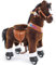 PonyCycle Reitpferd mit Rollen, für Kinder 3–4 Jahre, 76cm Hoch, Plüsch Reitpony mit Handbremse und Klang, Schaukeltier, Stehpferd, Braunes Reittier auf Rollen, Klassisches Modell U - Ux321