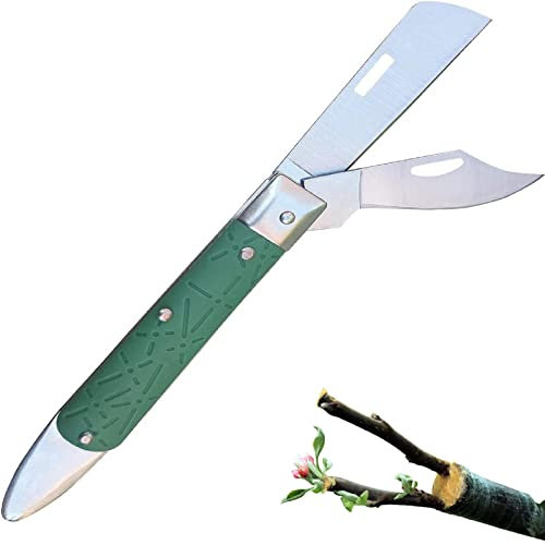 Couteau de Greffage Pliant,Couteau Pliable Greffe D'élagage,Couteau Greffe Lame Double,Couteau à Greffer Pliable,Couteau de Jardinage de Greffage,pour Arbre Fruitier de Jardin Horticultural Knife