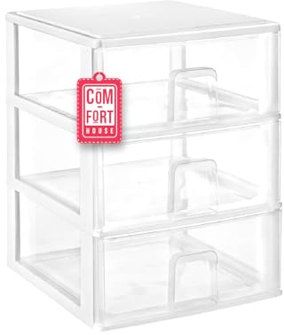 Cajonera Plástico 3 Cajones Blanco - Organizador Almacenamiento Ropa Dormitorio Escritorio - 37x38x47.3cm - Montaje Fácil - COM-FORT HOUSE