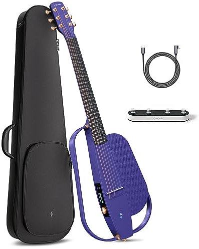 Enya NEXG 2 Guitar Set - 38 Zoll Violette Kohlefaser Professional Gitarre Smart Audio Electric Acoustic Guitar für Erwachsene Kinder Anfänger Reisen Zuhause Schule Party Konzert (Basic)