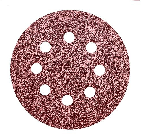 Secwell 20 Piezas Discos de Lija 180mm 8 Agujeros Redondos Papel Abrasivo Grano 80