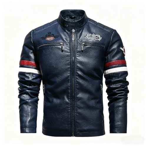 YXYSZZ Motorcycle Jacket Men Biker Motorbike Coat Zip Up Windbreaker Protective Gear(L,Z2906bu)