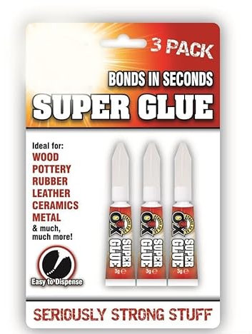 Super Glue All Purpose, Fastest & Toughest Adhesive Instant Repair Unbreakable Bond, Strong Superglue Liquid for Hard Plastic, Rubber, Metal, Leather, Ceramics, Wood, DIY Craft pack of (3)