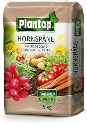 Plantop Hornspäne, natürlich organischer Stickstoffdünger mit Sofort- und Langzeitwirkung, 10 kg (2x5Kg Sack)