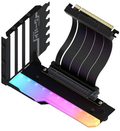 Kexpery Vertikalt grafikkort stativset med Riser PCI-E 4.0 X16 15 cm, 90 graders höger vinkel grafikkort stödkit, grafikkortshållare (svart glans