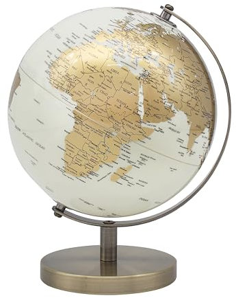 The Leonardo Collection Globus Creme & Gold 15 cm für Zuhause & Büro | Weltkarte Globus für Kinder und Weltkugeln für Erwachsene | Globen der Erde für Wissen & Dekoration | Ideale Weltkarte für alle