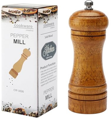 ZMDMAH Mini macina pepe, macina sale per legno, macinino per sale e pepe, macinino in ceramica regolabile, piccolo macinino manuale per spezie fresche, mini macinino manuale per uso in cucina