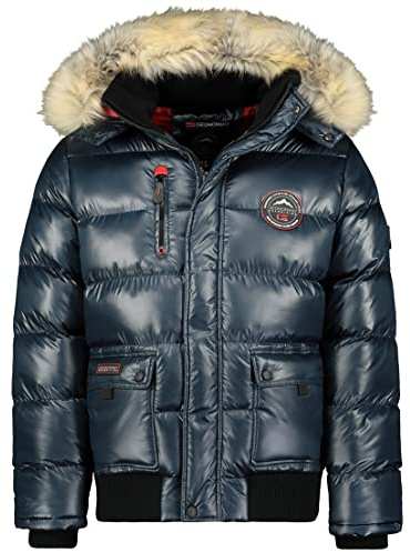 Geo Norway Bugs Men - Piumino trapuntato da uomo, giacca calda e fodera invernale da uomo, giacca a vento a maniche lunghe, Marina, XXXL