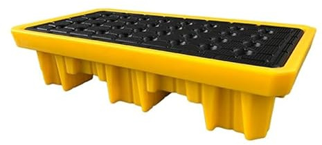 Vassoio modulare per secchi di Vernice Industriale con Scarico - Piattaforma per vaschetta raccogli-Gocce per Garage e Cucina, capacità 1/2, Giallo, 130x69x30 cm (1 pz) - Contenimento delle