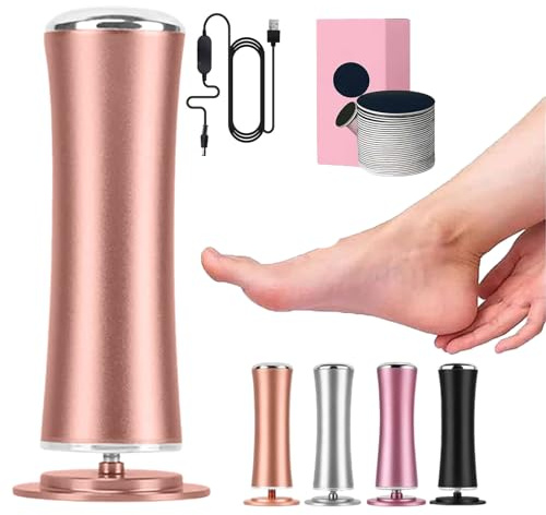 Glow Pied, honungsglow fot, elektriskt fotstöd med 60 gliddynor, fotslipmaskin för döda hudförhårdnader, spruckna fötter, justerbara hastigheter, för kvinnor, män, pedikyr (guld)