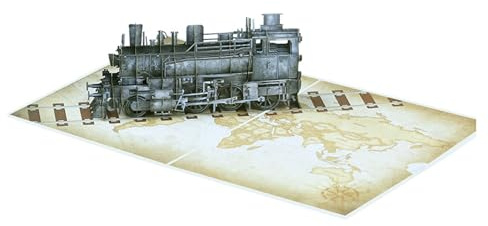 NIHENHAO Carte d'anniversaire Pop-up 3D de Train à Vapeur Carte de vœux Faite à la Main avec enveloppe Unique pour Papa Grand-père Mari Hommes