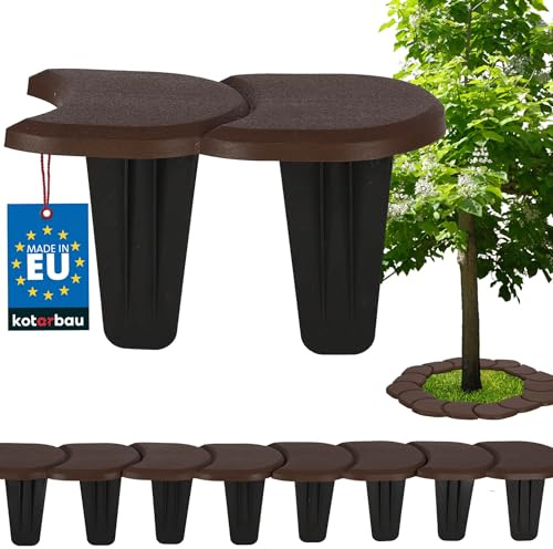 KOTARBAU Lawn Edging - Flower Bed Edging - 3.8 m - Flower Bed Border - Root Barrier - Garden Fence - Palisades Plastic - Brown - Set of 24