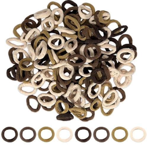 500 Élastiques à Cheveux Marron – Barrettes douces pour enfants, hypoallergéniques (Noir, Beige, Marron)
