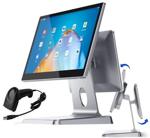 CHENCOO Registratori di cassa elettronici, PC touch screen da 15'', regolazione multi-angolo + con trasmissione vocale, 2 GB di RAM e 32 GB di memoria su disco rigido,A