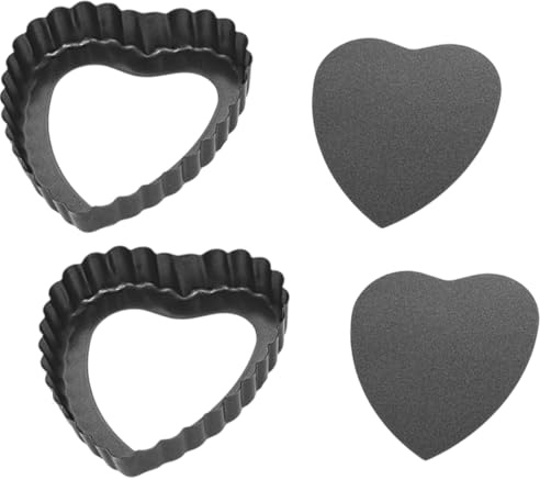 PetriStor Set med 2 – hjärtformad tarteform med lyftbotten 11,2 x 10,5 x 2 cm – hjärtformad quiche- & pajform – räfflad – robust kolstål ugnsform med lös botten – återvinningsbar