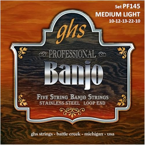GHS BANJO - Stainless Steel String Set - 5-String - Medium Light