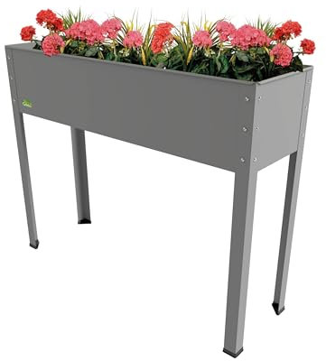 Bio Green MHF-XL - Macetero Elevado (Metal, 600 x 300 x 800 mm), Color Gris