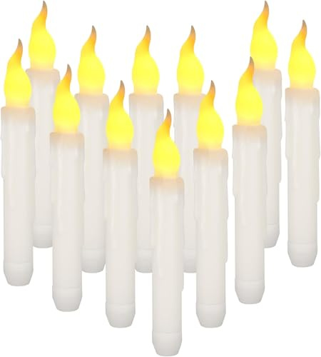 Yeahmart Pack of 6 LED Taper Candle Lights, Flameless Battery Operated Floating Candles for Christmas Wedding Churches Birthday Party Decorations, Warm White, Dia 0.79 x 6.5 Inch