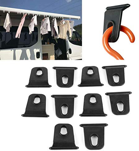 10 Paires Crochet Auvent, 5 mm/0,2 po Crochets pour auvent portables, Camping Car Accessoires, facile à installer pour Camping Car Caravane Fournitures Intérieures Extérieures Tente de Noël Noir