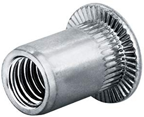 GOEBEL® - 250 pezzi - Dadi per rivetti ciechi - Dadi rivetti - Acciaio zincato M5 a testa piatta zigrinata con dentatura sotto la testa aperta - GO-NUT