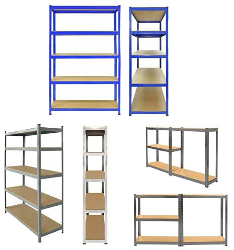 DayPlus Lagerregal Metall Schwerlastregal Verstellbare Steckregal Metallregal Garagenregal Kellerregal Werkstattregal mit 5 MDF Regalbödenat MAX. 875kg Tragfähigkeit 200cm x 100cm x 50cm Verzinkt