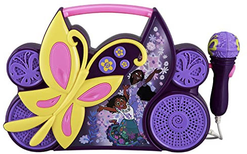 eKids Disney Encanto Sing Along Boom Box Speaker with Microphone for Fans of Disney Toys, Kids Karaoke Machine with Built in Music