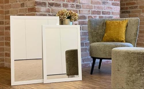 BERNADO Spiegel - hochwertiger Wandspiegel Made in Germany (55 x 75 cm) - Rechteckig - Rahmen Weiß Holz/MDF - moderner Spiegel - dauerhaft rostfrei