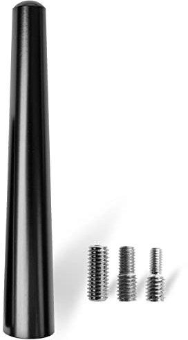 Auto Antenne, 9 cm Länge, für störfreien AM, FM 87,5-108 MHz, DAB, DAB+ Empfang, in Schwarz, Anschrauben mit Universaladapter M4 M5 M6, Kurzstabantenne, Kfz Dachantenne mit Antennenfuß Innengewinde