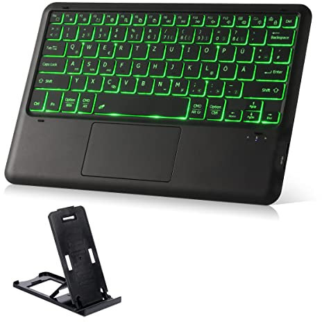 KOOCHUWAH Bluetooth Tastatur mit Touchpad Maustasten und Wireless Beleuchtung, 11 Farben QWERTZ Kabellos für Smart Fire TV Box iPad PC Mac Laptop