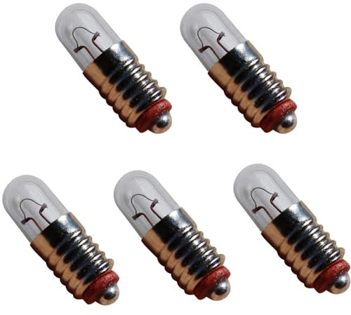 LED-Mafia 5 Stück E5 E5,5 Mini Glühlampen Fensterleuchte Lichterbogen Kleinstlampe Röhrenlampe Schraubbirnen 12V AC DC 0,6A Ersatz Glühbirne warmweiß