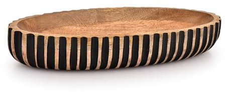 Kimona Decorative Bowl Wooden Centerpiece Table Decorations Decorative Long Wooden Bowl for Table Centerpiece (35.56cm x 15.24cm x 5.84cm)