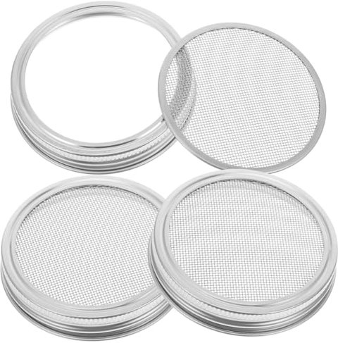 Milisten Tapas De Acero Inoxidable para Germinación De Brotes 86 Mm para Frascos De Boca Ancha, Pack De 3 Unidades para Cultivo Orgánico Casa y Cocina, Malla Fina para Drenaje