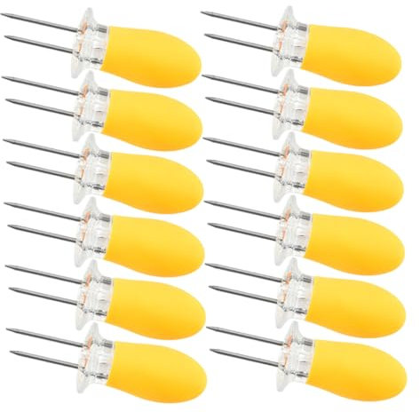 TOYANDONA 12pezzi Supporti Per Pannocchie in Inossidabile Design Compatto e Ergonomico Set Di Forchette Per Mais Riutilizzabili Adatte Per Barbecue e Altri Solidi Facile Da Pulire