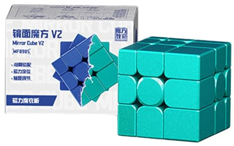 Magiska kuber, Moyu Mirror Cube V2 stickless spegelkub original hastighetskub 3D-pusselkub för nybörjare entusiaster (magnetisk version arabiska grön)