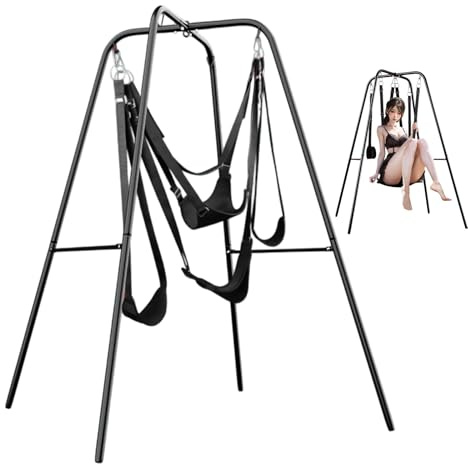 Sex Swing Stand with Sex Sling,Sex Furniture BDSM Bondage Set Adjustable Angle Sex Swing for Couples or Multiple People,Heavy Duty Steel Frame dult Sex Toy for Toning or Taming