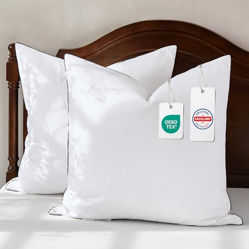 DOWNFOCUS Cuscino di alta qualità, 100% piume naturali, ergonomicamente ottimizzato a 3 camere, cuscino cervicale, 80 x 80 cm, set da 2