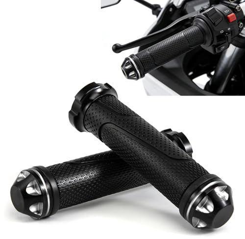 APEBAZY Manopole Moto 22mm 7/8 Universal Manopole Motocross per MotoCafe Racer Bobber Chopper Scooter E-Bike ATV UTV Street Bike Dirty Bike (Argento)
