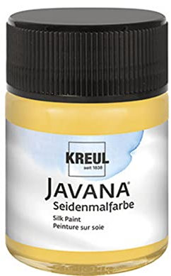 KREUL 8115 - Javana Seidenmalfarbe im 50 ml Glas, goldgelb, hochpigmentierte und brillante Farbe auf Wasserbasis, mit fließend flüssigem Charakter, dringt tief in die Fasern ein