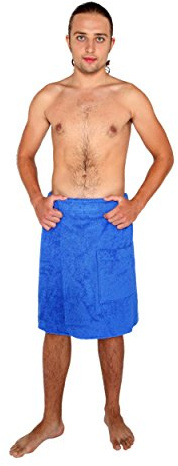 Toalla de Sauna de Baño Hombre Vestido de Sauna 100% Algodón Orgánico, con Cierre de Gancho y Bucle de Banda elástica, S/M, Azul Real