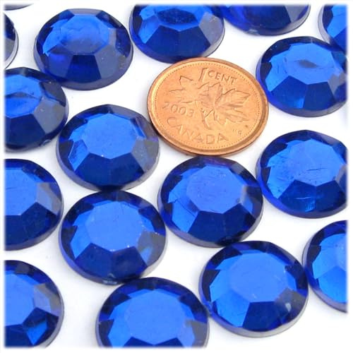 The Crafts Outlet 72pc Rhinestones Round 20mm - Flatback Royal Blue RBL