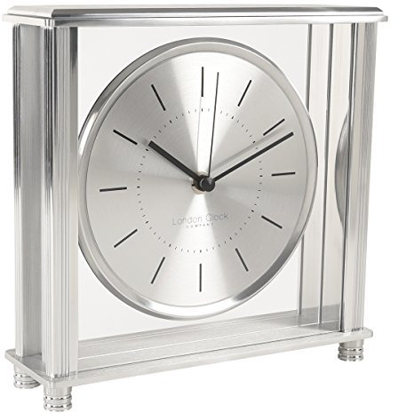 London Clock Square Silver Large Mantel Clock, 20 x 20 x 6cm