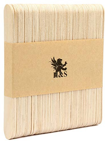 H&S Holzstäbchen zum Basteln – 80 Stück aus Birke – Hochwertige Holzspatel – Ideal für Eisstiele, Waxing & zum Backen – Breite Stäbe zum Basteln - Eisstiele Holz - Schaschlikspieße Holz - Holzspachtel