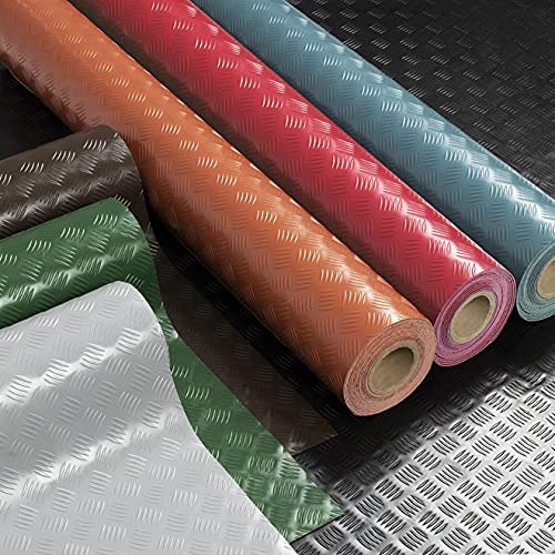 Revestimiento de suelo de PVC Diamond Cut – Grosor: 2 mm – Patrón de chapa estriada – antideslizante y resistente a líquidos y suciedad – Uso universal (120 x 100 cm, verde)