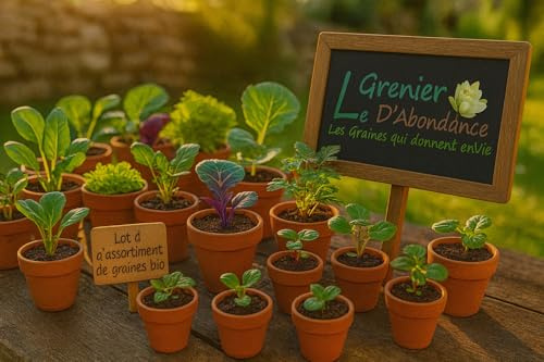 Lot de 2700 graines à semer - Le Grenier d'Abondance - Assortiment BIO - 22 sachets individuels