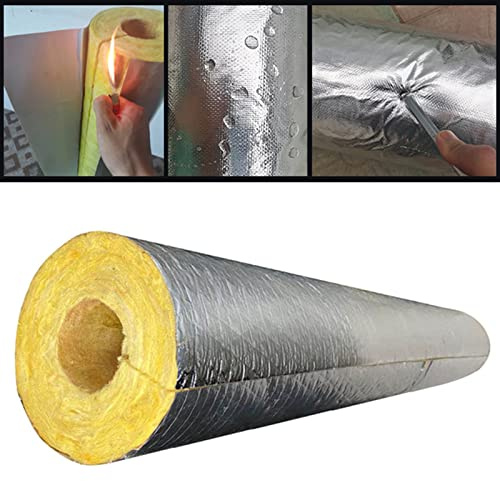 Aislante para Tubos De Estufa, Tubo De Lana De Roca con Aluminio, Aislamiento Térmico, Prevención De Incendios, Tubo De Lana De Fibra De Vidrio, Conducto De Chimenea Tubo De Aislamiento