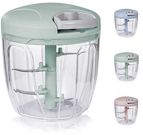 Hachoir à oignons manuel avec 3 lames en acier inoxydable. Hachoir et mixeur multifonctionnel pour les oignons, l'ail, la viande, les noix et autres aliments.