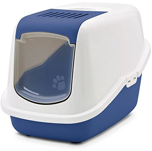 Moderne Katzentoilette Katzenklo Haubentoilette Nestor Weiss-blau 56 x 39 x 38,5 cm